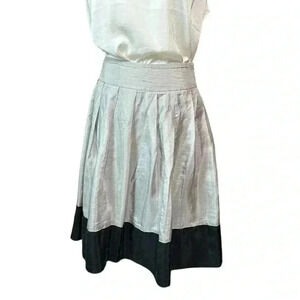 Express Design Studio Gray Black Pleated Lined
Skirt 100% Silk Size 6